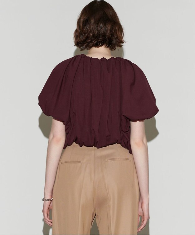 NAVE 【Nave 　洗える・接触冷感】クロップドジャージーブラウス ワイン系
