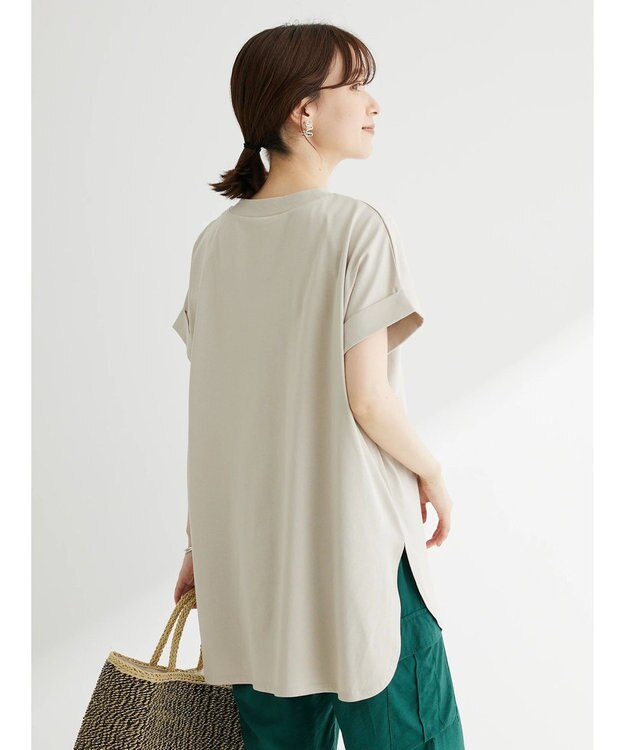 Green Parks 汗じみ防止Ｗカフスフレンチチュニック Off White