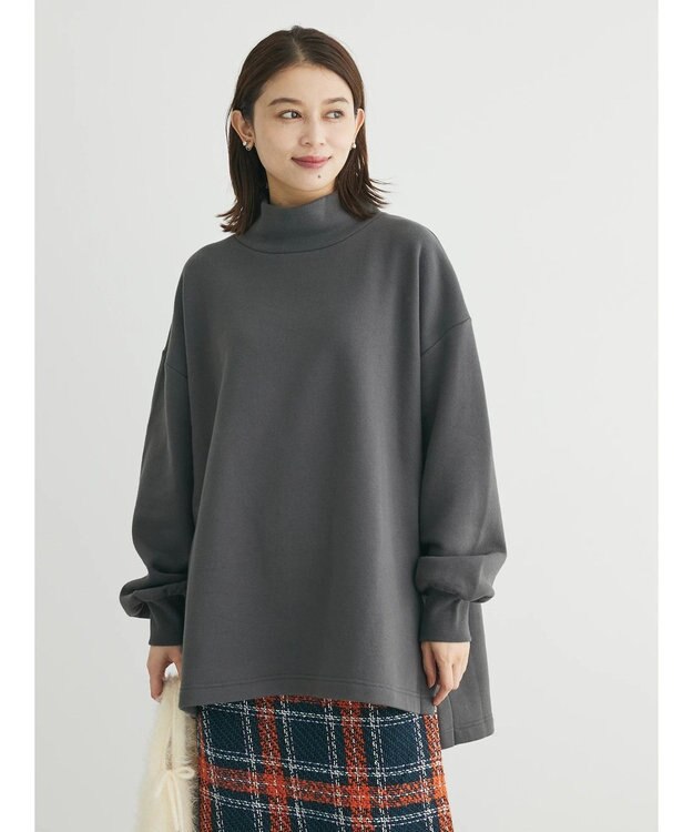 Green Parks Ｂｒｕｓｈｅｄ　タートル裏起毛チュニック Gray