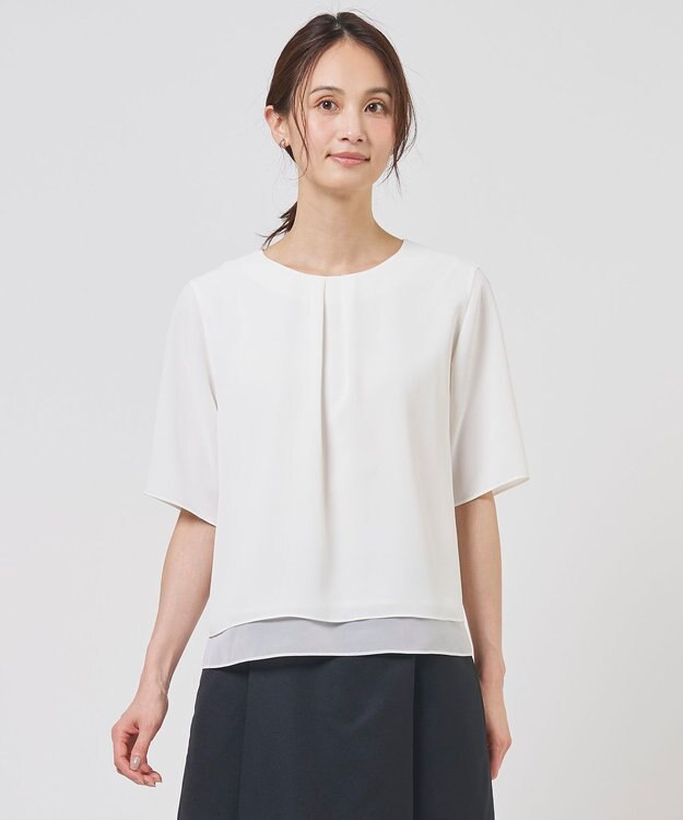 J.PRESS LADIES ドライシフォン カットソー ホワイト系