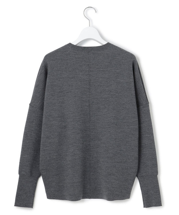 ICB 【洗える】 シルキーウールダブルフェイス ニットプルオーバー ミディアムグレー