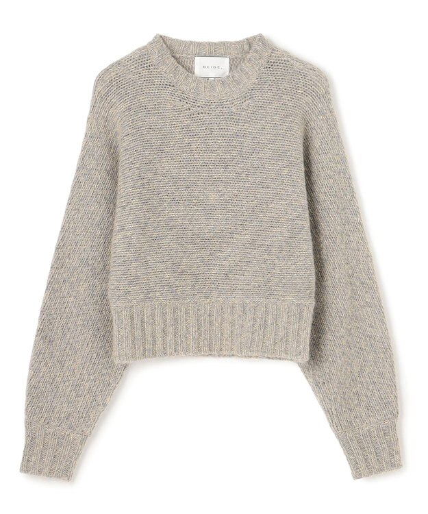 BEIGE， MARANA / モヘア混ミックスドルマンニット Gray x Mustard