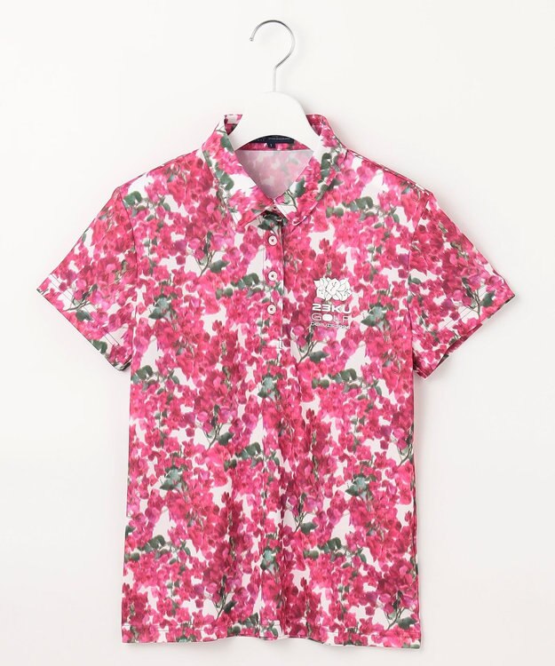 23区GOLF 【WOMEN】【接触冷感・UVケア・吸水速乾】ブーゲンビリア柄 ポロシャツ ピンク系5