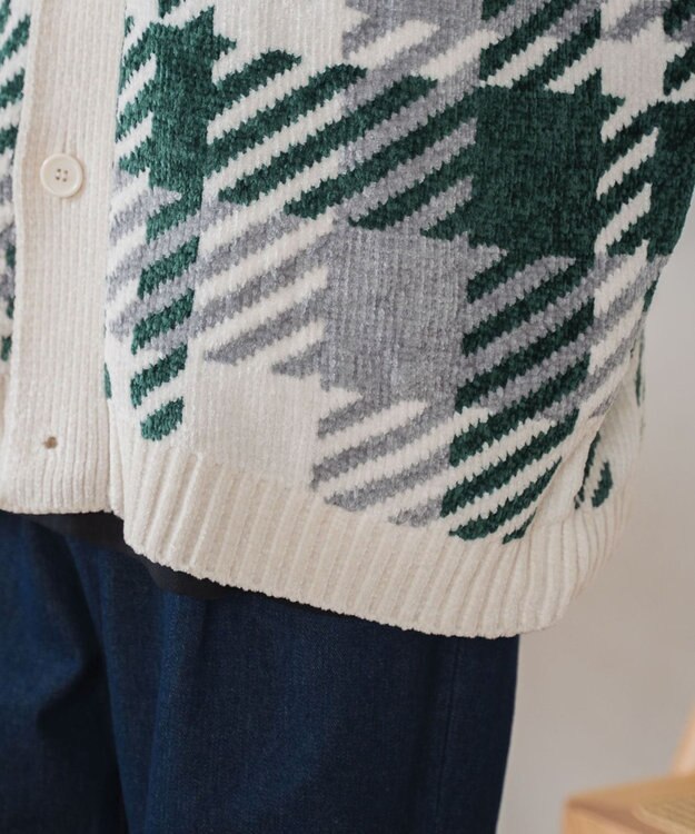 WEGO ベロアモール総柄カーディガン 柄1