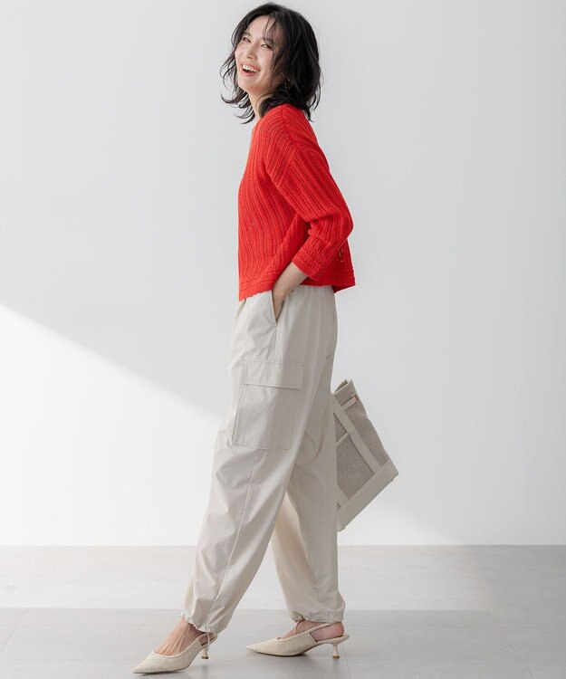 23区 【撥水加工/洗える】ナイロン2WAYストレッチ パラシュート パンツ ベージュ系