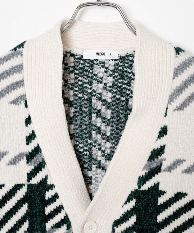 WEGO ベロアモール総柄カーディガン 柄1