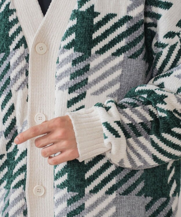 WEGO ベロアモール総柄カーディガン 柄1