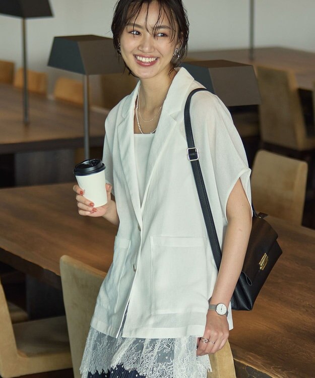 Green Parks メッシュポンチョジャケット White