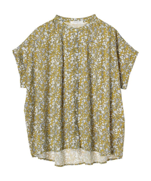 Green Parks アソート柄さらっとレーヨンブラウス Flower yellow
