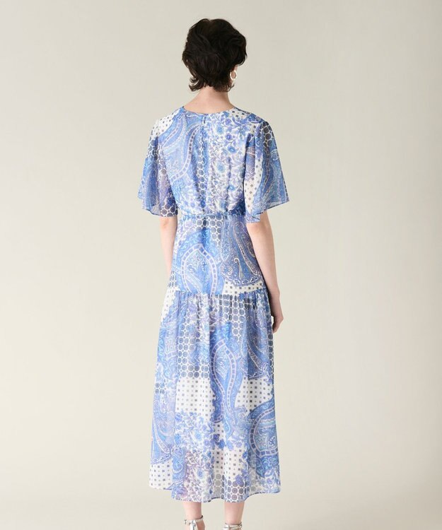 GRACE CONTINENTAL ペイズリーカシュクールワンピース ブルー