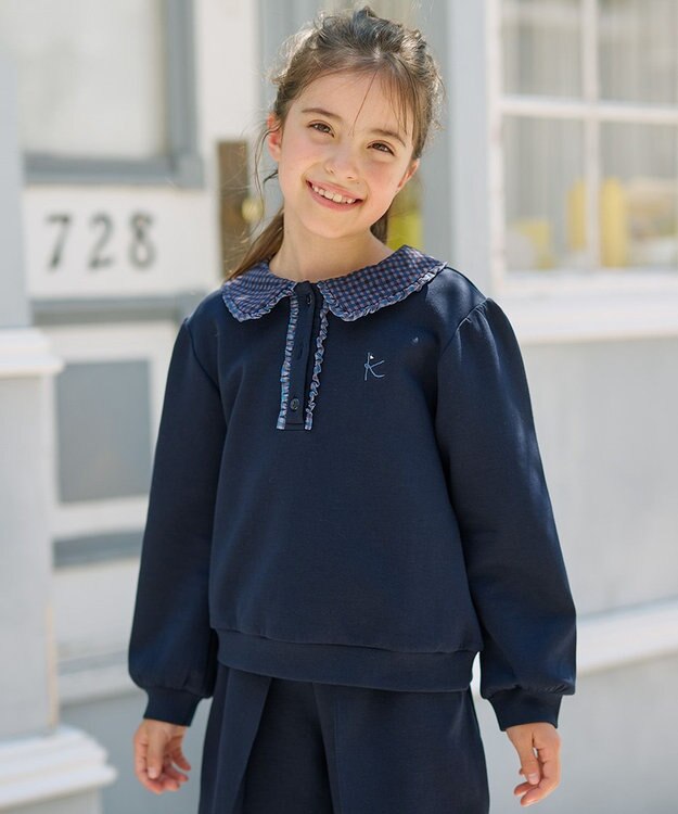 組曲 KIDS 【150-160㎝】ダンボールニット トレーナー ネイビー系