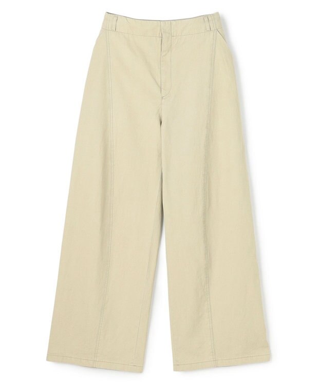 BEIGE， PREHNA / コットンツイル カービーシームワイドパンツ L.Khaki