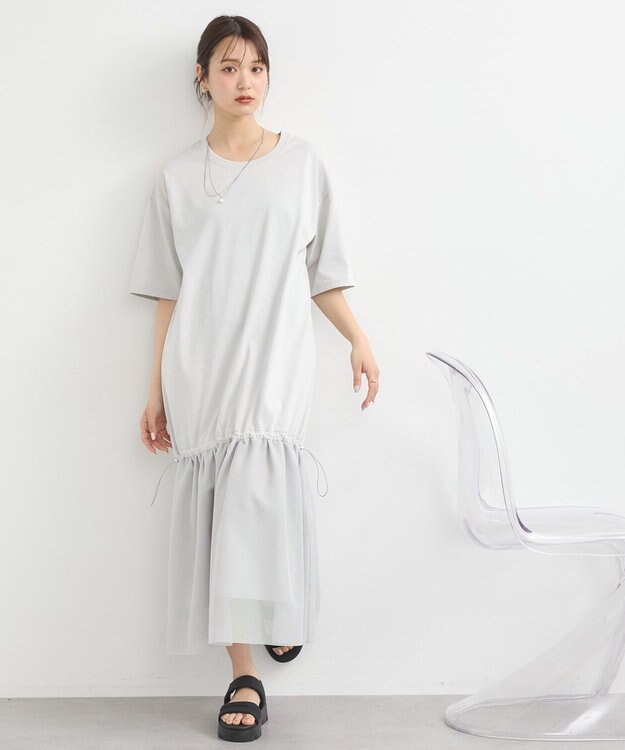 earth music&ecology メッシュドッキングワンピース Light Gray