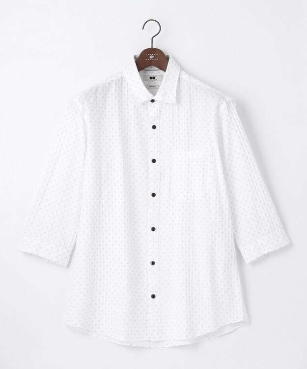 JOSEPH ABBOUD 【キングサイズ・UVカット】オーガニックコットンプリッセ 七分袖シャツ ライトグレー系5