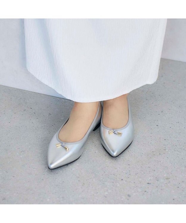 MODE ET JACOMO <carino>【レイン対応】中敷きデザインバレエシューズ シルバー