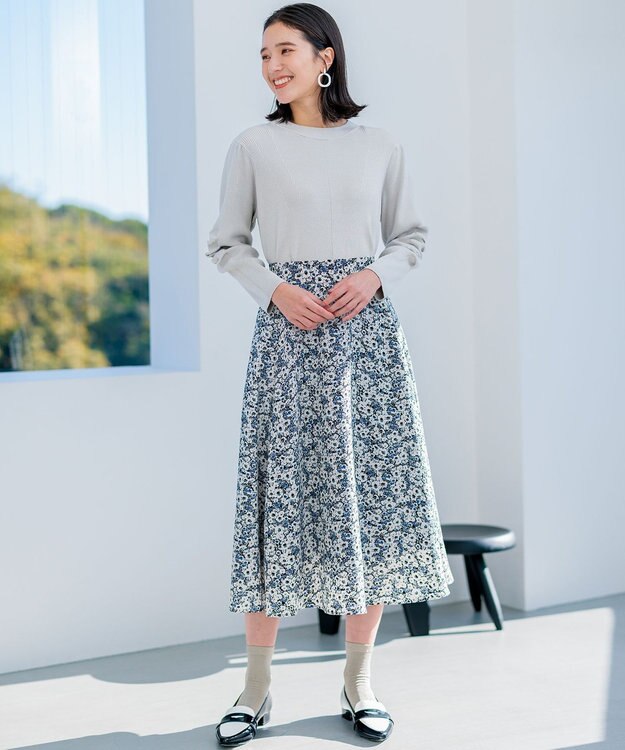 組曲 プランタンプリント フレアスカート ブラック系5