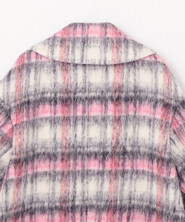 GRACE CONTINENTAL シャギーチェックピーコート ピンク