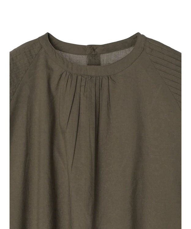 CRAFT STANDARD BOUTIQUE モチーフ刺繍ピンタックブラウス Khaki