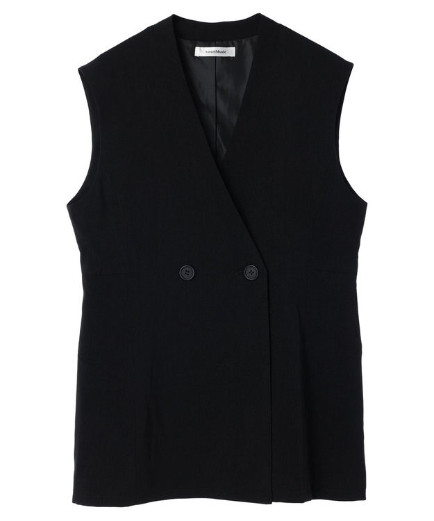 Green Parks AnriettMusee ネック切替デザインベスト Black