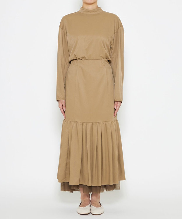 uncrave 【撥水・UVカット】ナイロンタスラン ティアードスカート（uncrave WHITE） ベージュ