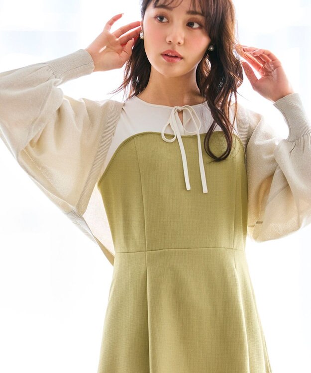 Feroux ラメニット ボレロ ベージュ系