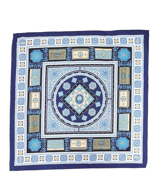 Marca 【伝統横濱スカーフ】宝石箱  大判 シルクツイル スカーフ ブルー