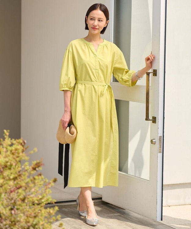 自由区 【洗える・XSサイズあり】タイプライターピースダイ ワンピース イエロー系