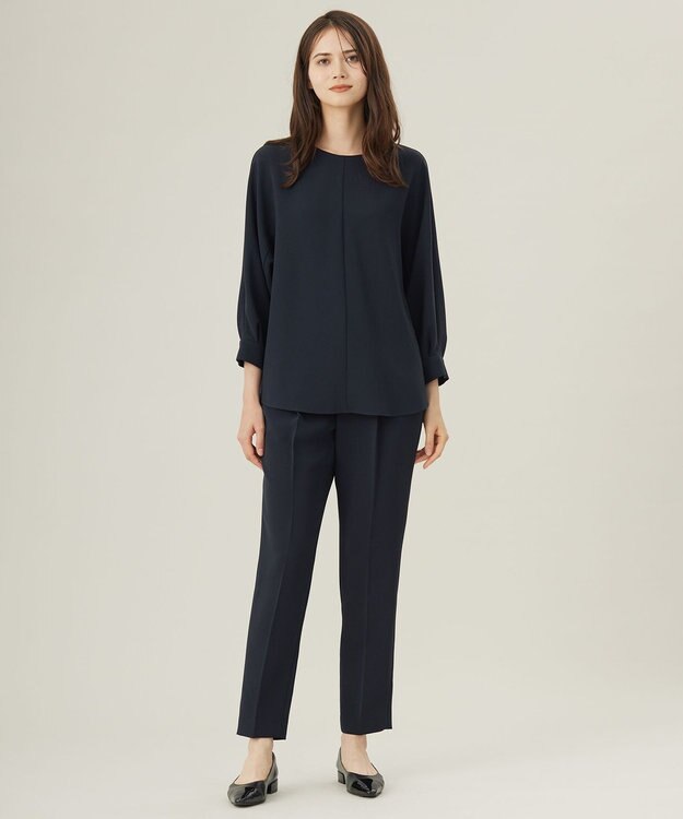 自由区 L 【19号サイズまで展開・カタログ掲載・セットアップ対応】トリアセダブルクロステーパード パンツ ネイビー