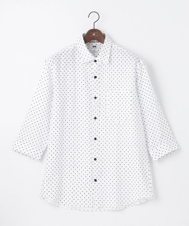 JOSEPH ABBOUD 【キングサイズ・UVカット】オーガニックコットンプリッセ 七分袖シャツ ネイビー系5