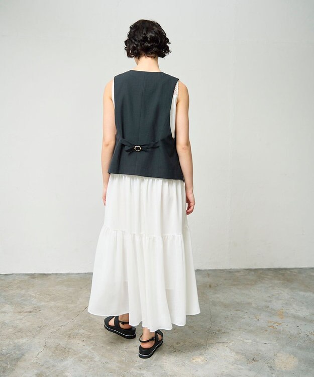 GRACE CONTINENTAL リネン混ツイルジレ ブラック