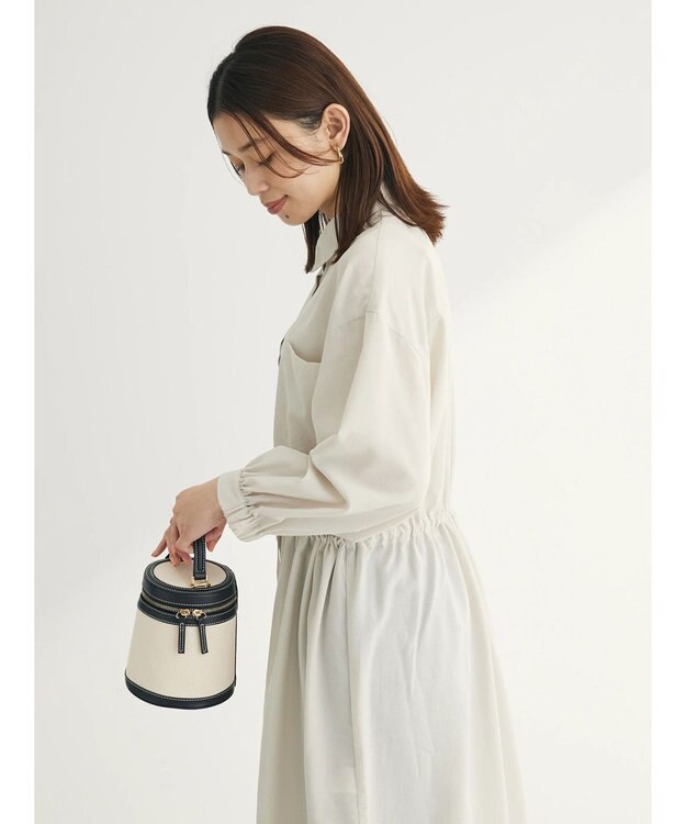 Green Parks ミディ丈ドロストシャツワンピース Light Beige