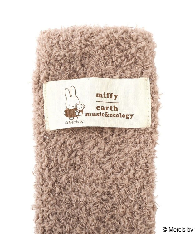 earth music&ecology miffy/earth タグ付モコモコソックス ブラウン