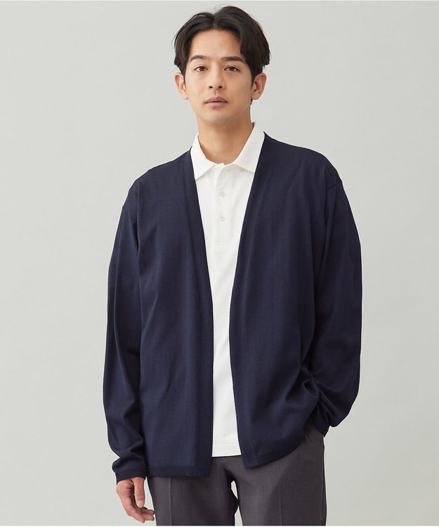 UNFILO MENS アラエルエアリーシアーカーデ ネイビー