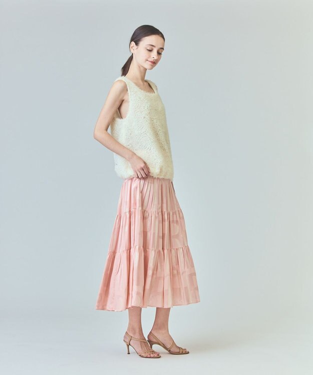 GRACE CONTINENTAL チュールフェザータンクトップ ホワイト