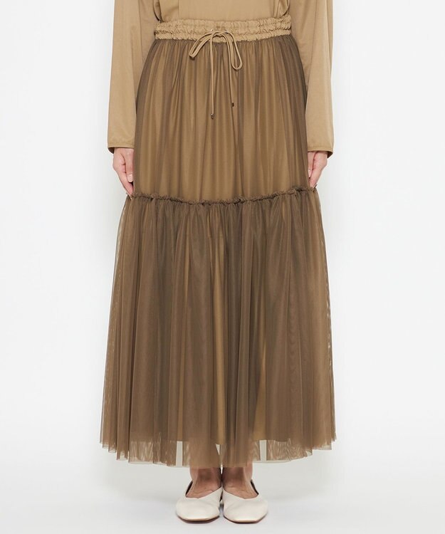 uncrave 【撥水・UVカット】ナイロンタスラン ティアードスカート（uncrave WHITE） ベージュ