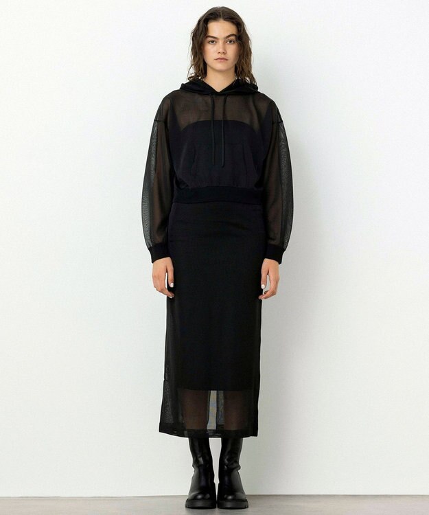 NAVE 【Nave・洗える】シアーニット スカート ブラック系