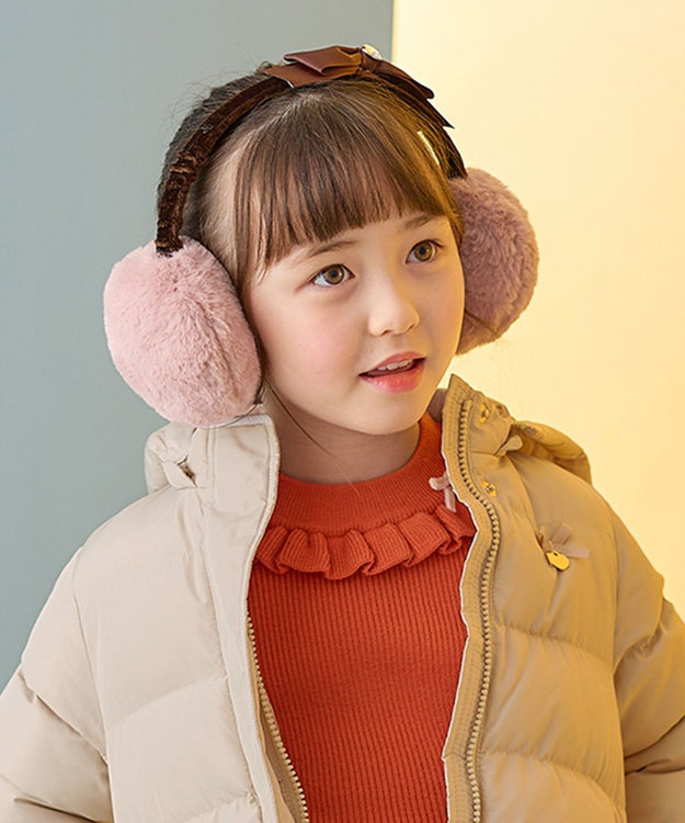 ANY KIDS リボンつき イヤーマフ ピンク