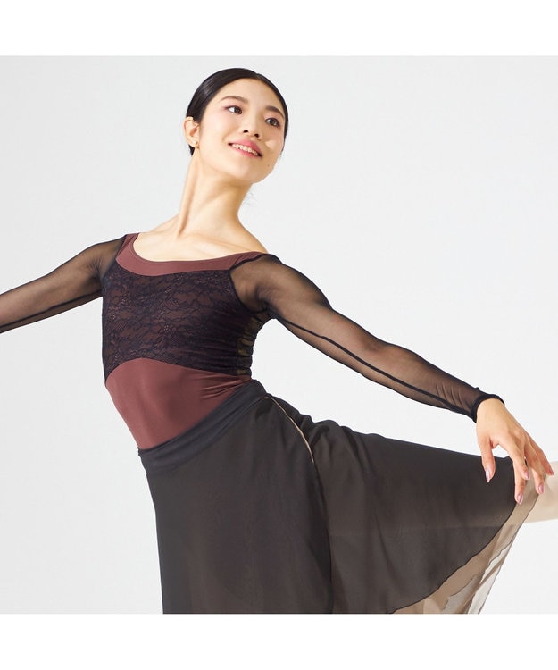 Chacott ◎【AKANE TAKADA】ロングスリーブレオタード テラコッタ