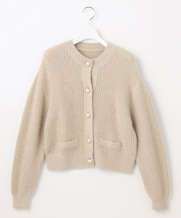 Feroux 【洗える】ラメシャギー カーディガン ベージュ系