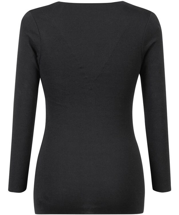 Wing あったかインナー 綿100％(肌側) 集中保温(背中) 【綿の贅沢 ここちフラット 集中保温】 8分袖 長袖 秋 冬 EL4868 ウイング／ワコール ブラック