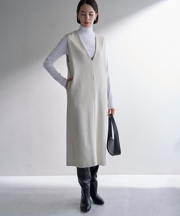 UNFILO 【暖かさ＆着心地の良さで大ヒット】コットンカシミヤ タートルネックカットソー オフ