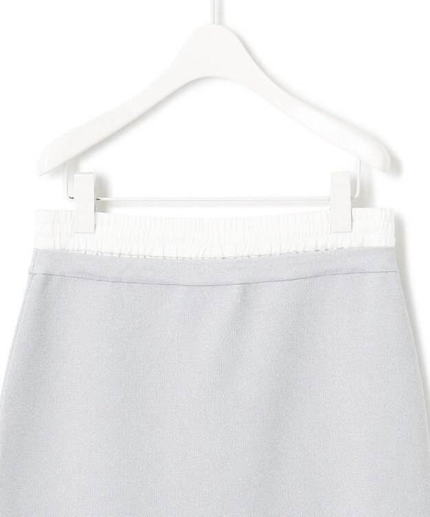 ICB L 【洗える】コットンポリエステルスムース ニットスカート シルバー系