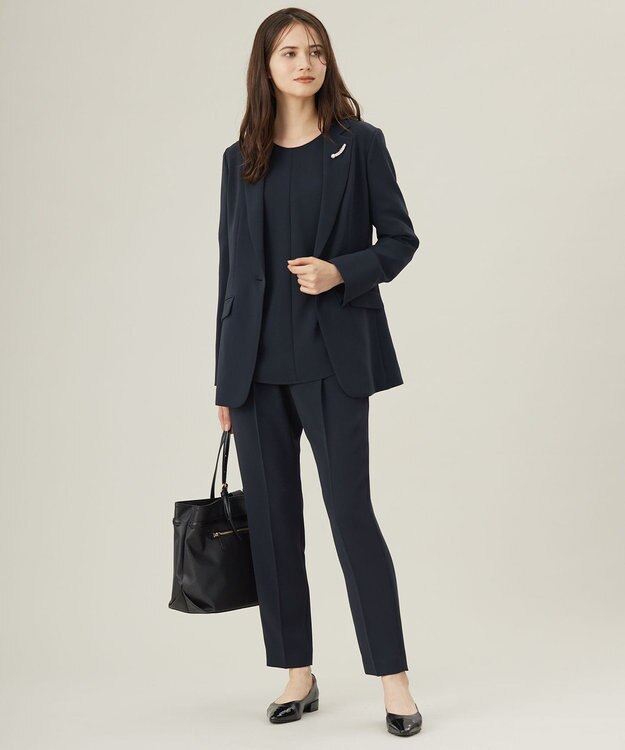 自由区 L 【19号サイズまで展開・カタログ掲載・セットアップ対応】トリアセダブルクロステーパード パンツ ネイビー