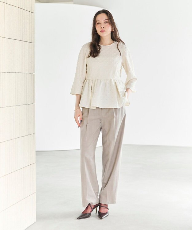 #Newans 【ANSWER for ファッショニスタ 】ウエスト調整可ワイドパンツ ベージュ系