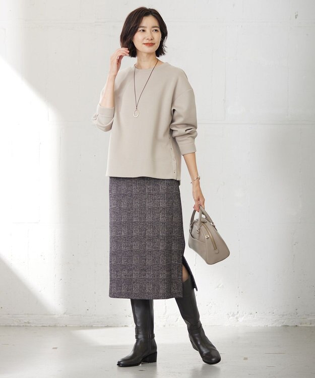 J.PRESS LADIES 【洗える】チェック ジャカード ナロー スカート ブラウン系5