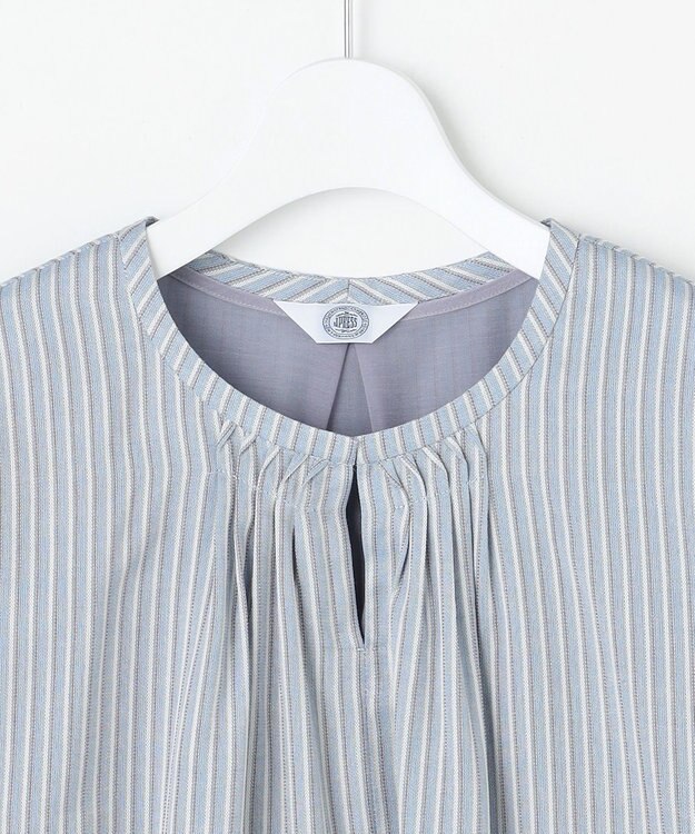J.PRESS LADIES プロビスストライプ＆チェック カットソー サックスストライプ系