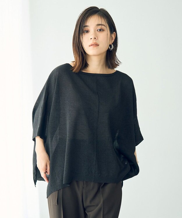 YECCA VECCA ペーパーヤーンルーズニット Black
