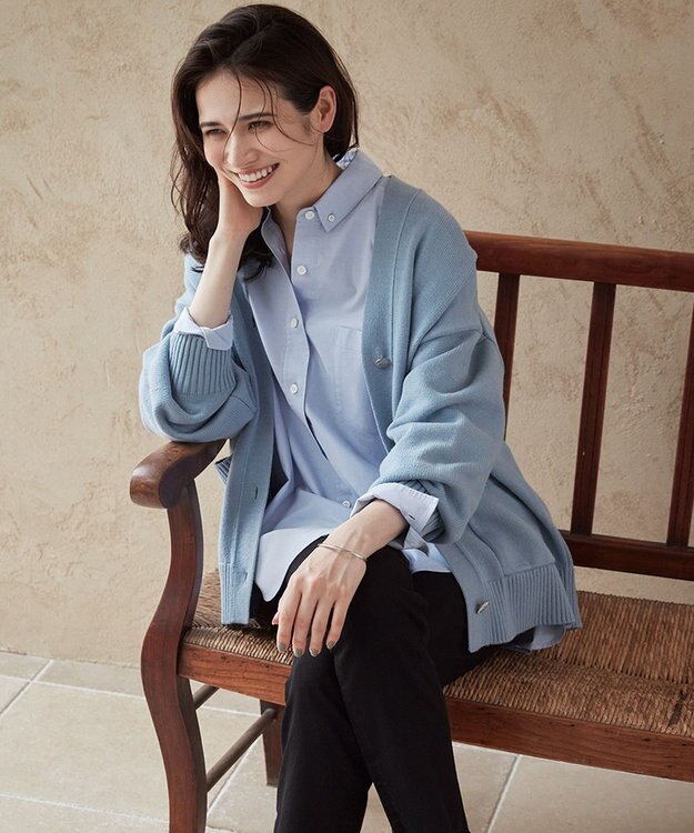 23区 【SLOW/一部店舗限定】ハイバルコットンブレンド カーディガン スカイブルー系