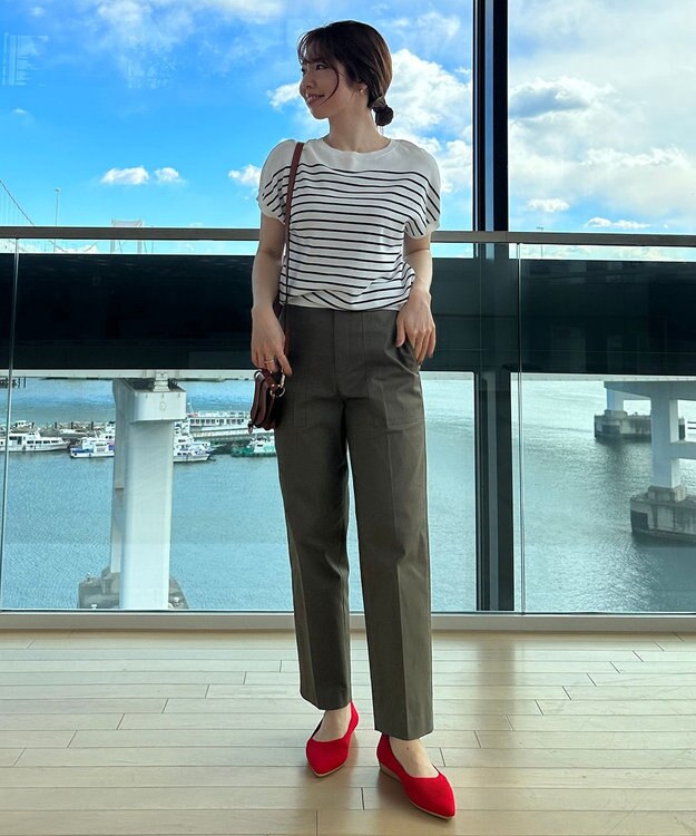 UNFILO 【洗える/ストレッチ】ライトコットン ベイカーパンツ カーキ