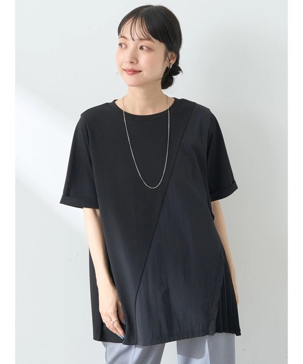 earth music&ecology プリーツドッキングチュニック Black
